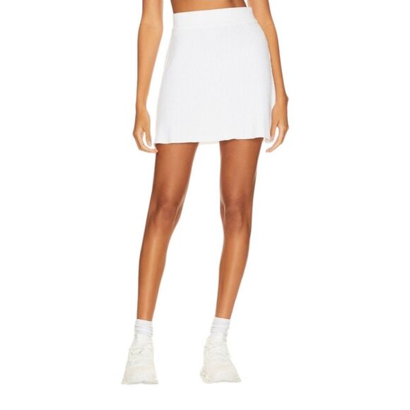 Cable Knit Varsity Skirt Optic White NWT Preppy Cozycore Comfy - Picture 2 of 10